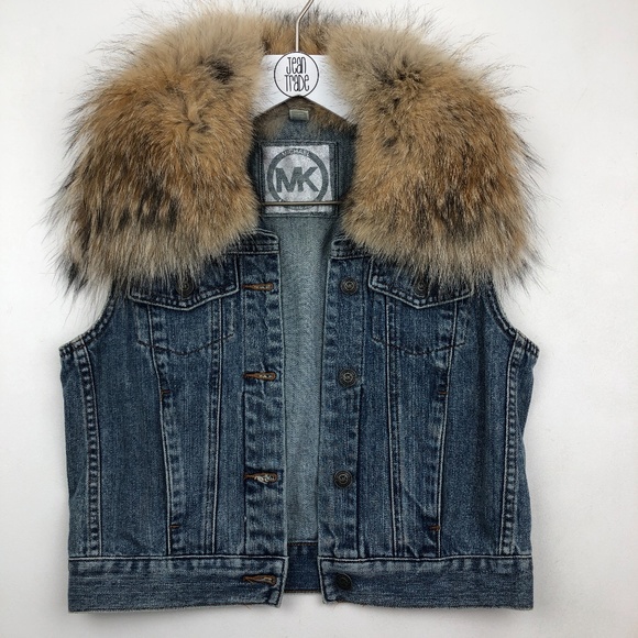 MICHAEL Michael Kors Jackets & Blazers - MICHAEL Michael Kors Fur-Trim Denim Vest
